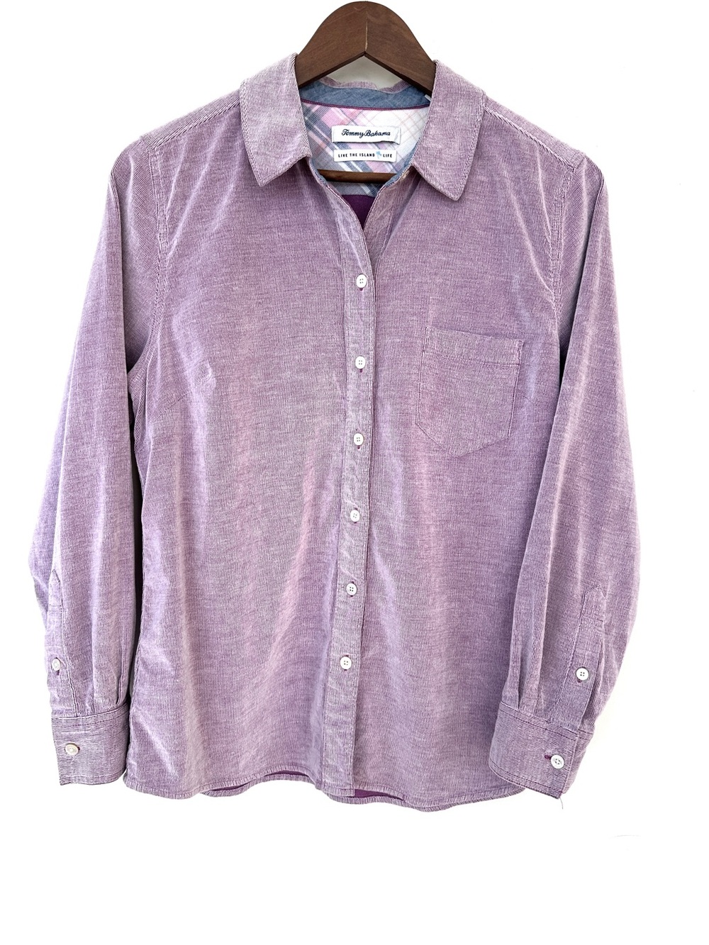 Tommy Bahama Lavender Corduroy Button-Up Shirt, Long Sleeves, Relaxed Fit